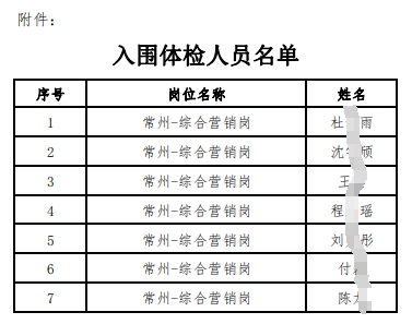 2024年江南農(nóng)村商業(yè)銀行校園招聘入圍體檢人員公布（9.24）